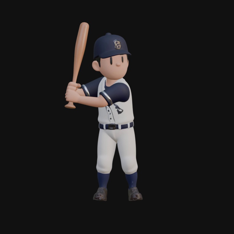The reconstructed VMR character holding a baseball bat